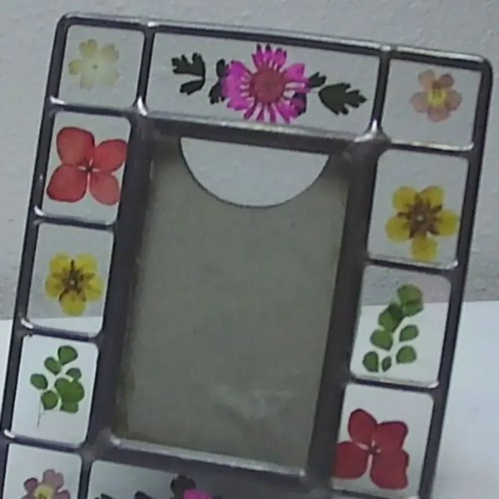 Liz Claiborne Glass pressed flower photo frame picture 3.5 x 5.5